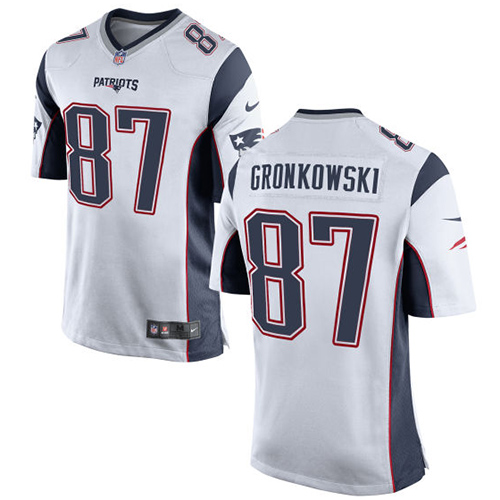 Men's Game Rob Gronkowski Nike Jersey White Road - #87 NFL New England Patriots